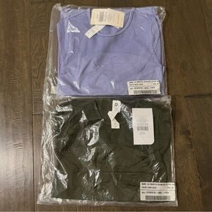 2 Fabletics Musetta Seamless Long Sleeve Top XS Violet & Dark Olive NWT